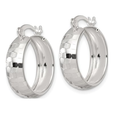 Sterling Silver 20mm Diamond-Cut Hoop Earrings – view 3