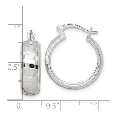 Sterling Silver 20mm Diamond-Cut Hoop Earrings – view 4