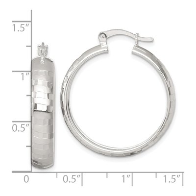 Sterling Silver 30mm Diamond-Cut Round Hoop Earrings – view 4