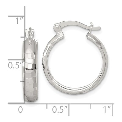 Sterling Silver 20mm Diamond-Cut Round Hoop Earrings – view 4
