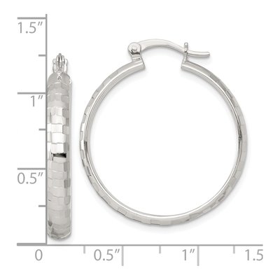 Sterling Silver 30mm Diamond-Cut Hoop Earrings – view 4