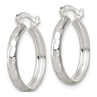 Sterling Silver 20mm Diamond-Cut Hoop Earrings – view 3