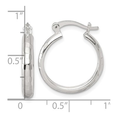 Sterling Silver 20mm Diamond-Cut Hoop Earrings – view 4