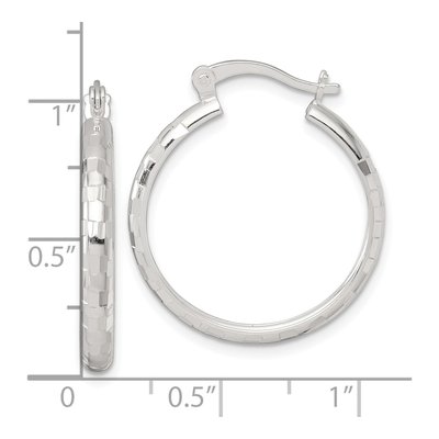 Sterling Silver 25mm Diamond-Cut Hoop Earrings – view 4