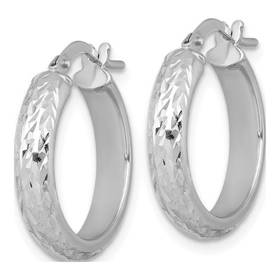 Sterling Silver 21mm Diamond-Cut Tube Hoop Earrings – view 3