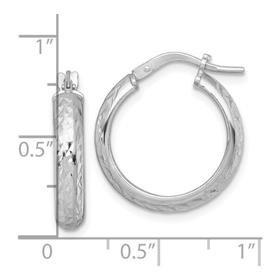 Sterling Silver 21mm Diamond-Cut Tube Hoop Earrings – view 4