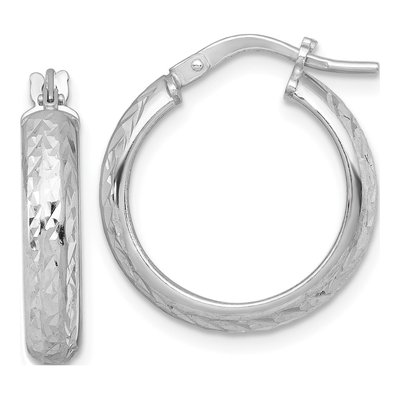 Sterling Silver 21mm Diamond-Cut Tube Hoop Earrings