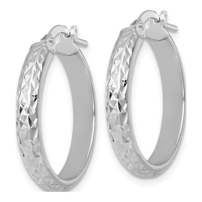 Sterling Silver 26mm Diamond-Cut Tube Hoop Earrings – view 3