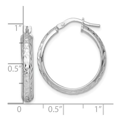 Sterling Silver 26mm Diamond-Cut Tube Hoop Earrings – view 4