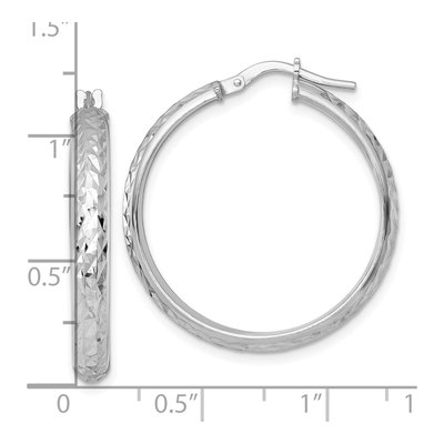Sterling Silver 32mm Diamond-Cut Tube Hoop Earrings – view 4