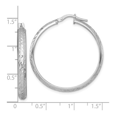 Sterling Silver 37mm Diamond-Cut Tube Hoop Earrings – view 4