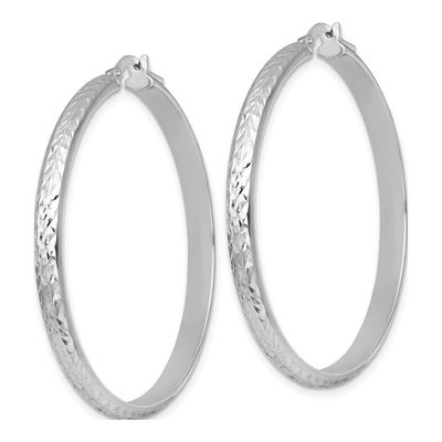 Sterling Silver 47mm Diamond-Cut Tube Hoop Earrings – view 3