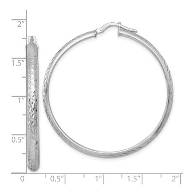 Sterling Silver 47mm Diamond-Cut Tube Hoop Earrings – view 4