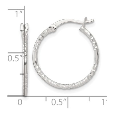 Sterling Silver 22mm Diamond-Cut Round Hoop Earrings – view 4