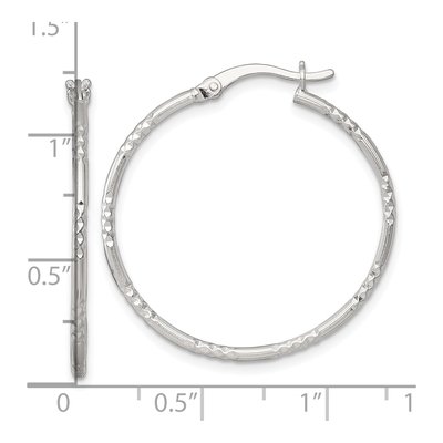 Sterling Silver 33mm Diamond-Cut Hoop Earrings – view 4