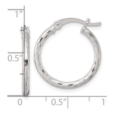 Sterling Silver 20mm Diamond-Cut Hoop Earrings – view 4