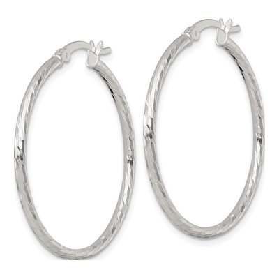 Sterling Silver 35mm Diamond-Cut Hoop Earrings – view 3
