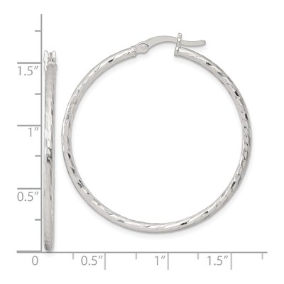Sterling Silver 40mm Diamond-Cut Hoop Earrings – view 4