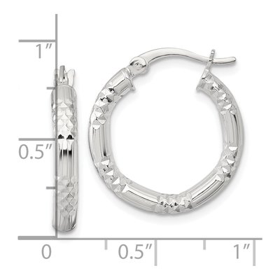 Sterling Silver 20mm Diamond-Cut Hoop Earrings – view 4