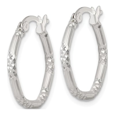 Sterling Silver 20mm Diamond-Cut Hoop Earrings – view 3