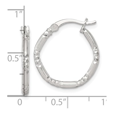 Sterling Silver 20mm Diamond-Cut Hoop Earrings – view 4