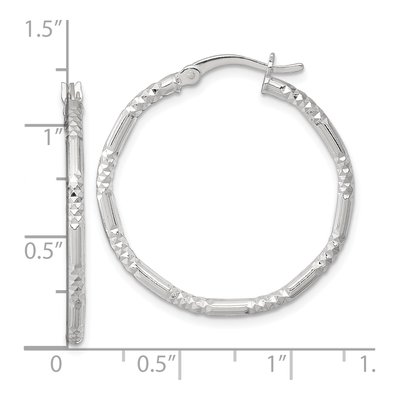 Sterling Silver 30mm Diamond-Cut Hoop Earrings – view 4