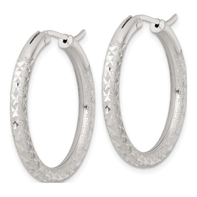 Sterling Silver 30mm Diamond-Cut Hoop Earrings – view 3