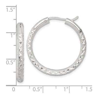 Sterling Silver 30mm Diamond-Cut Hoop Earrings – view 4