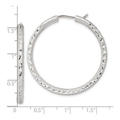 Sterling Silver 40mm Diamond-Cut Hoop Earrings – view 4