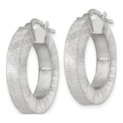 Sterling Silver 25mm Square Tube Hoop Earrings – view 3