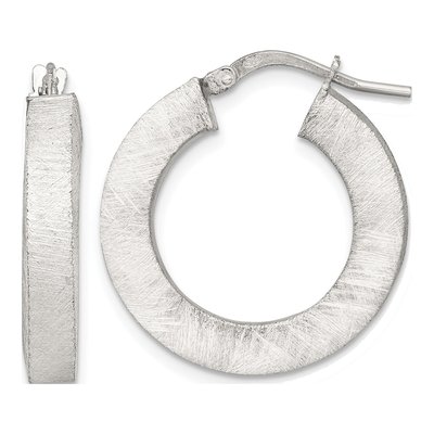 Sterling Silver 25mm Square Tube Hoop Earrings