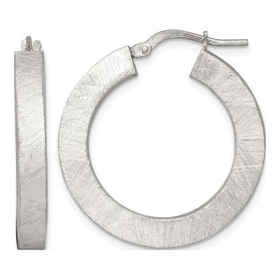 Sterling Silver 30mm Square Tube Hoop Earrings