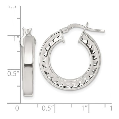 Sterling Silver 26mm Textured Hoop Earrings – view 4
