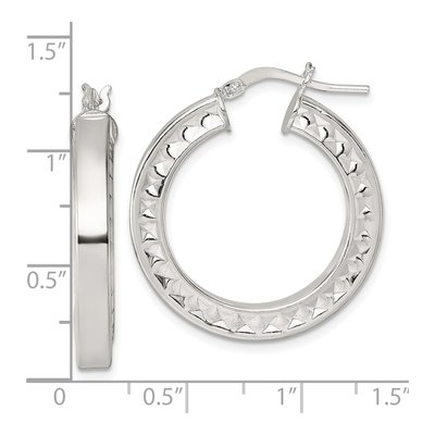 Sterling Silver 32mm Textured Hoop Earrings – view 4