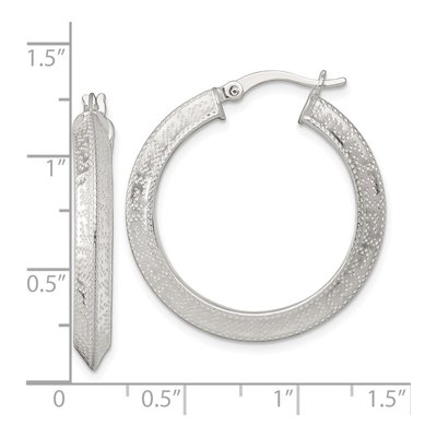 Sterling Silver 30mm Greek Key Hoop Earrings – view 4