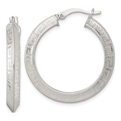 Sterling Silver 30mm Greek Key Hoop Earrings