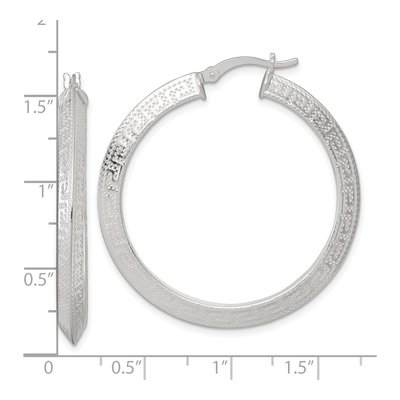 Sterling Silver 40mm Greek Key Hoop Earrings – view 4