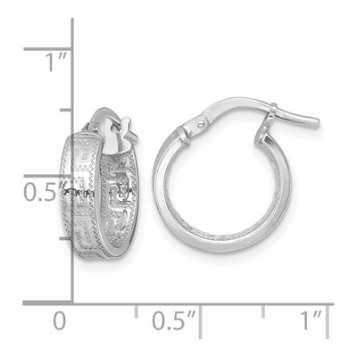 Sterling Silver 16mm Greek Key Hoop Earrings – view 4