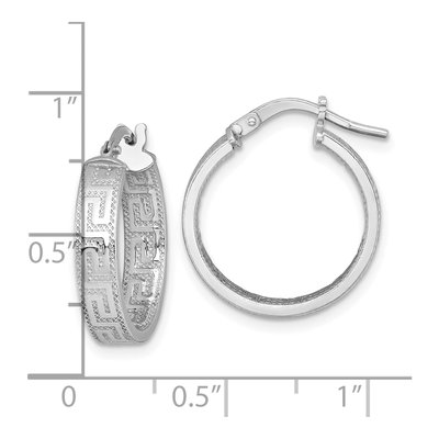 Sterling Silver 20mm Greek Key Hoop Earrings – view 4