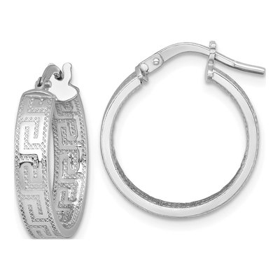 Sterling Silver 20mm Greek Key Hoop Earrings
