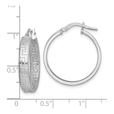 Sterling Silver 26mm Greek Key Hoop Earrings – view 4