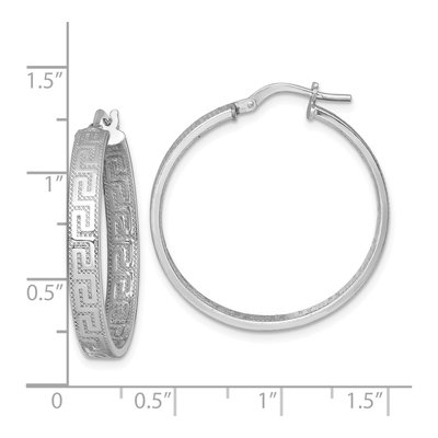 Sterling Silver 31mm Greek Key Hoop Earrings – view 4