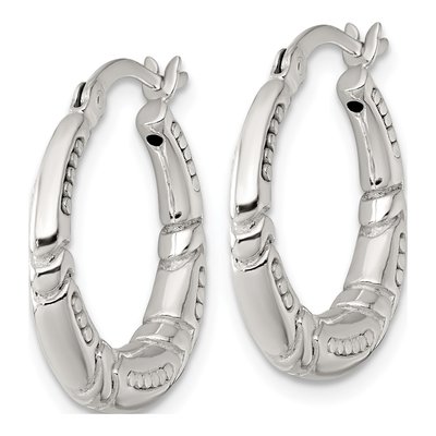 Sterling Silver 20mm Beaded Round Hoop Earrings – view 3