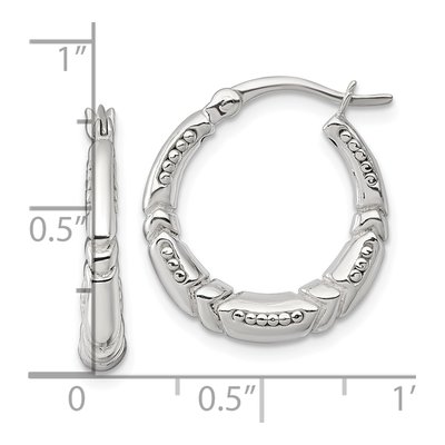 Sterling Silver 20mm Beaded Round Hoop Earrings – view 4