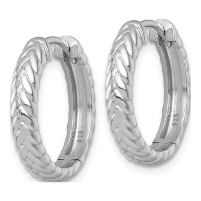 Sterling Silver 20mm Braided Huggie Hoop Earrings – view 3
