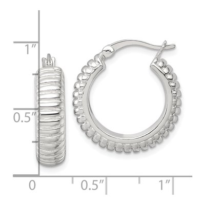 Sterling Silver 21mm Grooved Hoop Earrings – view 4