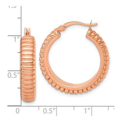 Rose Gold-Plated Sterling Silver 26mm Grooved Hoop Earrings – view 4