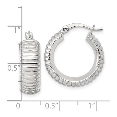 Sterling Silver 21mm Grooved Hoop Earrings – view 4