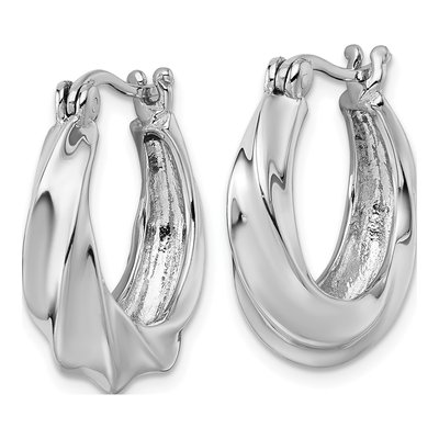 Sterling Silver 19mm Twisted Hoop Earrings – view 3