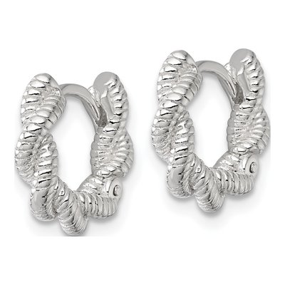 Sterling Silver 11mm Twisted Huggie Hoop Earrings – view 3